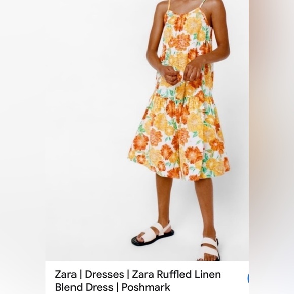 Zara Other - Zara Orange Floral Ruffled Linen Blend Sundress 11-12Y